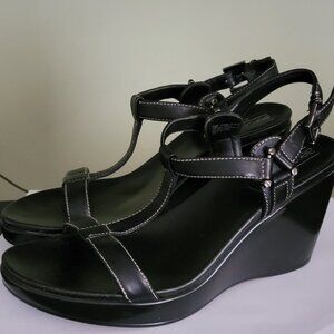 Aerology by Aerosoles Wedge Heal Black Women's Sandal Shoe Size 7.5M Worn Once